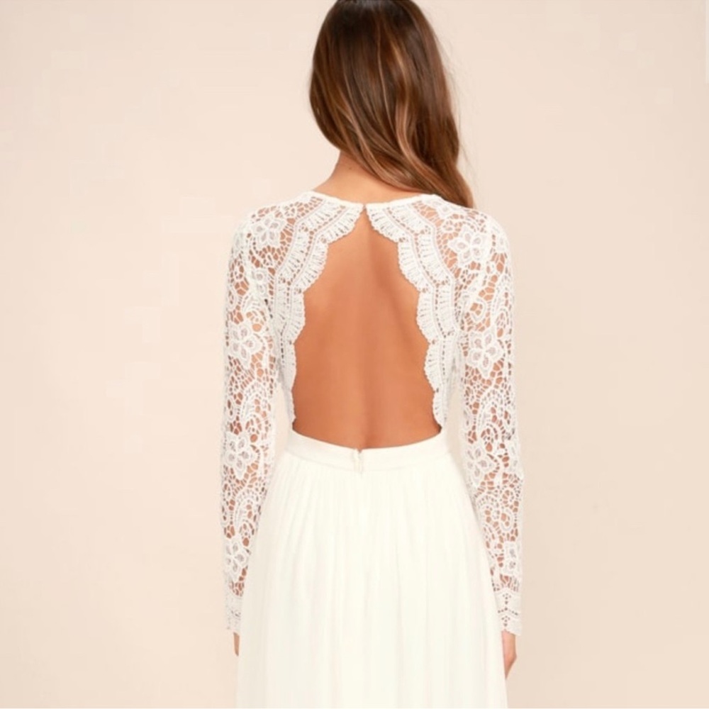 NWT - Lulus White Long Sleeve Bridal Dress - Picture 5 of 13